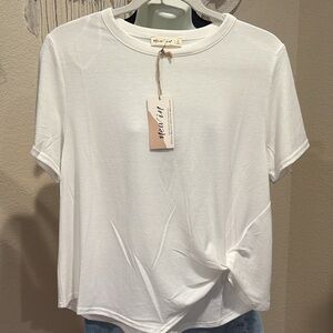 White Tee With Knot New! Boutique But New In!